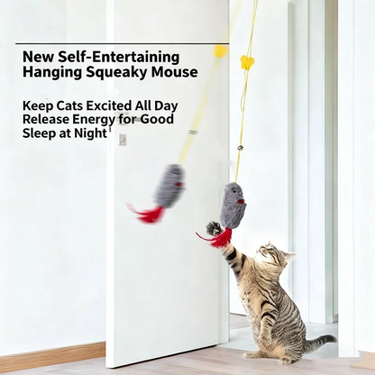 Simulated feather mouse bite-resistant cat toy self-play boredom relief hanging feather teaser wand pet toy