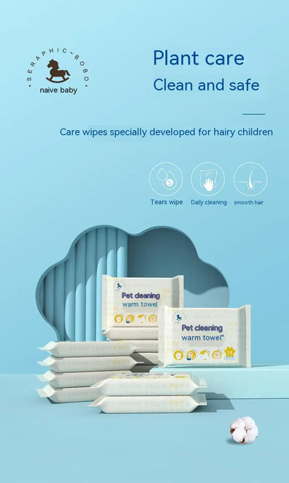 Pet Cleaning Towels, Cats and Dogs Body Eye and Ear Disinfection Hygiene Care Tear Stains Wet Wipes Portable Deodorant Cleaning