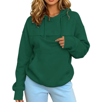 Pet Lover Sweatshirt Women Pet Carrier Hoodie With Pet Pocket Drawstring Long Sleeve Cat Dog Holding Pullover Solid Loose Casual