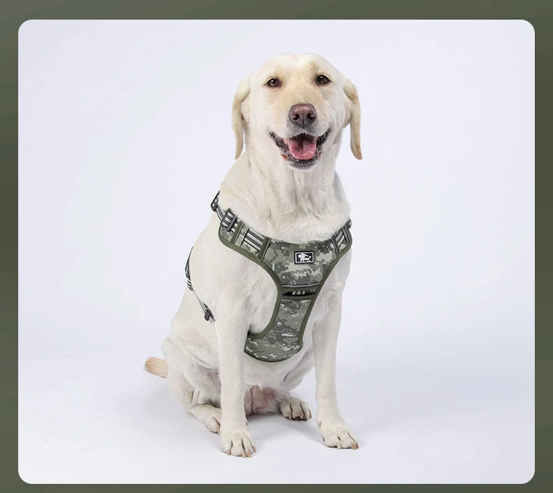 Reflective Dog Harness Tactical Training No Pull Medium Large Dog Vest Adjustable Safety Lead Military Running Pet Harnesses