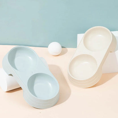 Double Pet Bowls 2 in 1 Candy Color Dog Food Water Feeder Pet Drinking Dish Feeder Cat Puppy Feeding Supplies Pet Accessories