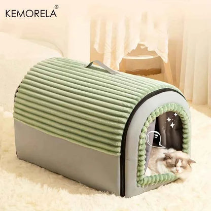 KEMORELA Thickened All-Season Enclosed Pet Bed Portable Dog House Cat Tent with Washable Bedding for Small Medium Large Dogs