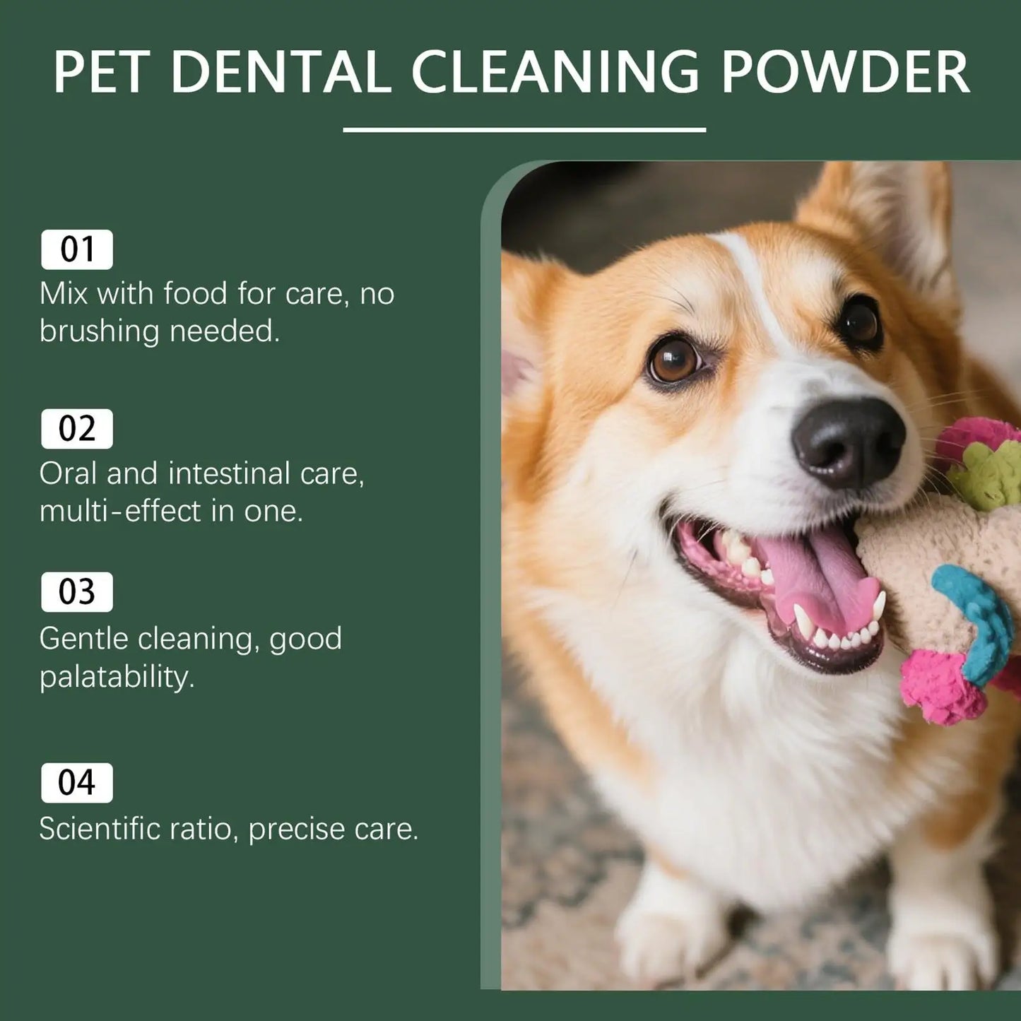 100g Dog Tooth Powder Freshen Breath Natural Plaque Tartar Remover Probiotic Teeth Cleaning Dental Care For Puppy Small Large