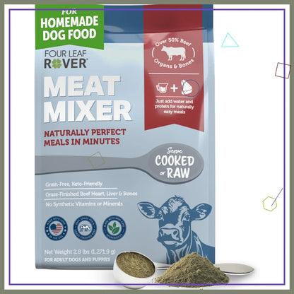 Premium Dog Food Base Mix for Homemade Meals - Grain Free, Grass-Finished Beef & Organic Greens, 2.73 lbs