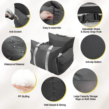 Waterproof Luxury Dog Car Seat Pet Beds Comfortable Puppy Dog Beds Soft Travel Pet Car Seat with Safety Buckle Dropshipping