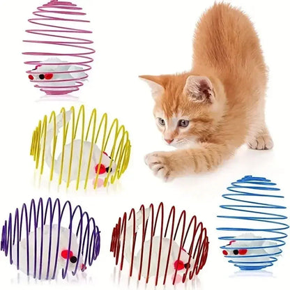 1/2/3pcs Cat Toy Balls Stretchable Kitten Springs Toys Interactive Caged Rats Rolling Cat Balls Random Color Cat Accessories