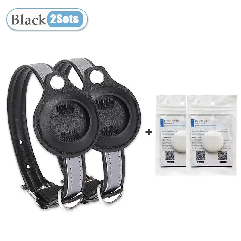 Pet GPS Tracker Leather Pet Adjustable Collars for Apple Airtag Location Tracker Dog Cat Anti-lost Reflective Protection Case