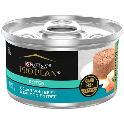 Purina Pro Plan Grain-Free Ocean Whitefish Salmon Wet Kitten Food 3 oz Cans 24 Pack