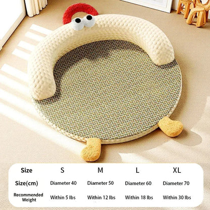 5Layer Breathable Cooling Pet Bed Mat Non-Slip Ice Mat with Pillow for Dogs Cats Washable Summer Pet Sleeping Bed Small Medium