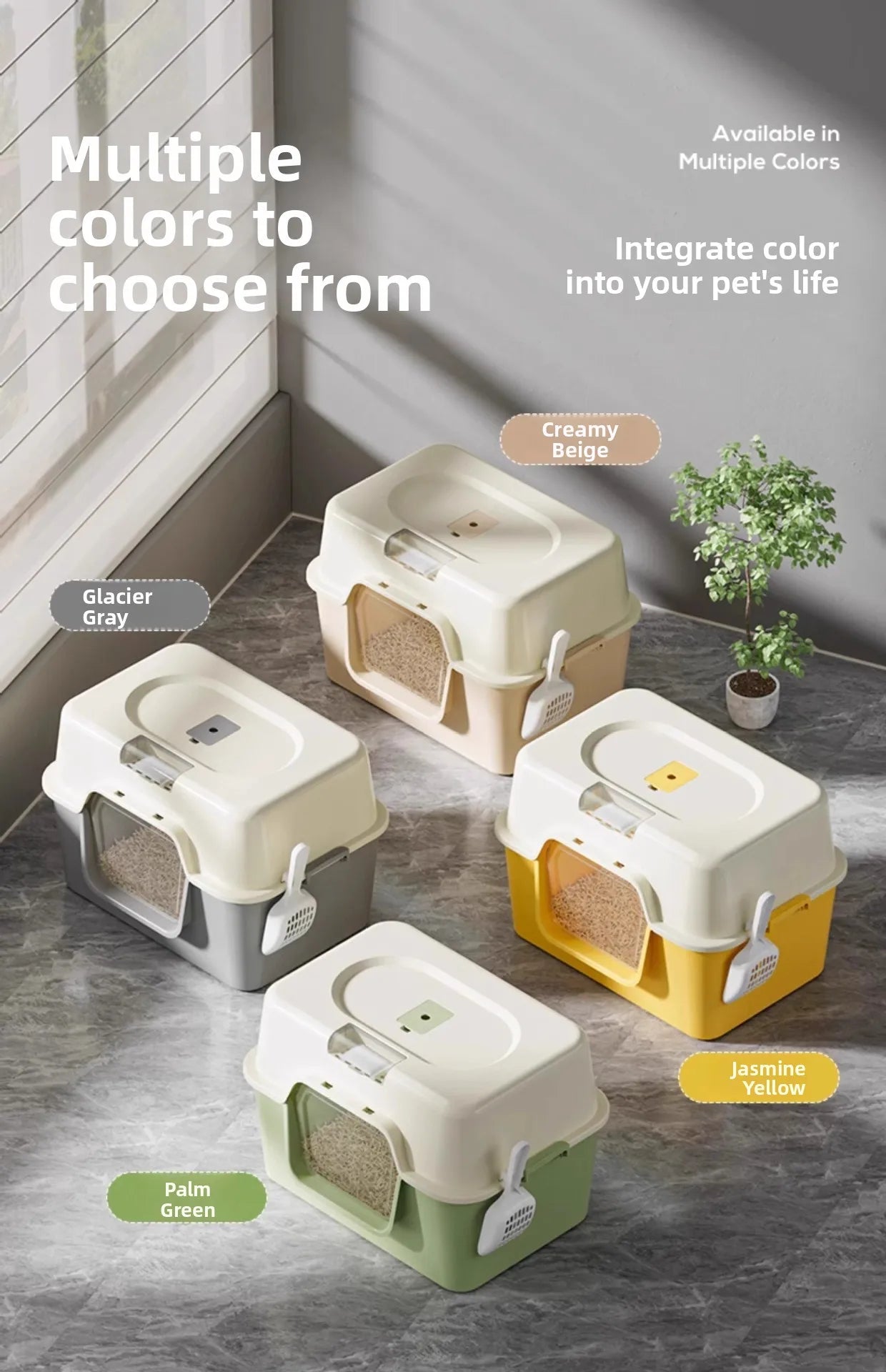 Large Size  Litter Box Full Enclosure Anti Odor Anti Splaing Cabinet  Toilet  Poop Pan Supplies Pet Care Accories