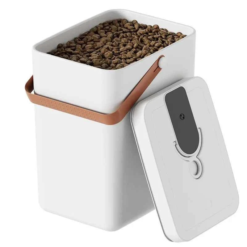 Vacuum Pet Food Storage Container 13L Large Capacity Sealed Fresh Lock Bin Cat Dog Kibble Smart Storage Organizer Airtight Lid