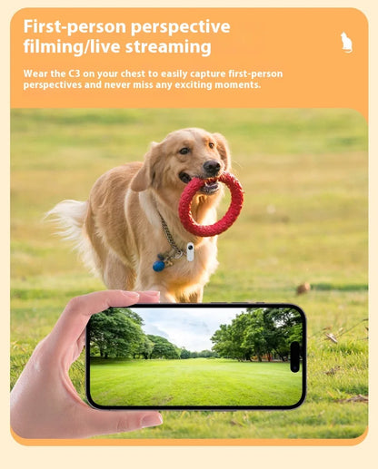 Waterproof Mini Body Camera for Dogs Cats, Outdoor Adventures Pet Camera Cam Smart Collar HD 1080P WiFi App with Video Recording