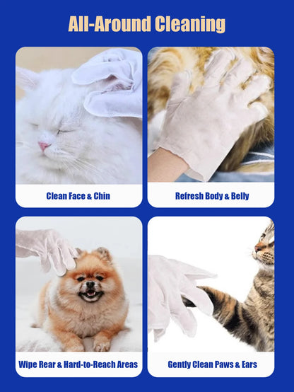 12 Pcs Pet Cleaning Gloves Waterless Bath Deodorizing Wipes Reusable Wash Mitts for Grooming Cats And Dogs Home Travel Use