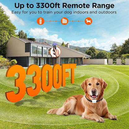 Pet Dog Training Collar 3300ft with IP67 Waterproof Shock Vibration Sound Functions for Behavior Correction Remote controlled