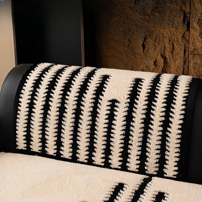 Geometric Lines Jacquard Soft Thicken Tuffed Fleece Sofa Towel Blanket for Living Room Cover Machine Washable Pet Friendly