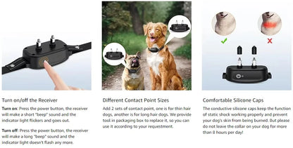 Electric Dog Training Collar Digital Rechargeable Remote Control Waterproof Vibrator Pet Dog Bark Stop Shock Collar for Dogs