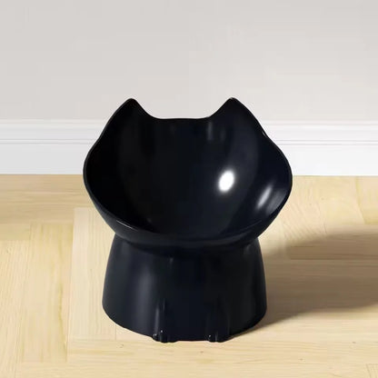 Elevated Cat Bowl Neck Protector Anti Vomiting Food Water Bowls for Indoor Cats Kittens Anti-Tip Plastic Raised Pet Feeding Dish