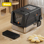 Extra Large Stainless Steel Cat Litter Box Convertible to Fully or Semi-Enclosed Detachable Flip Cover with Pedal &Scoop,for Cat