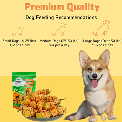 7.05oz/14.11oz(200g/400g) Duck Wrapped Okra, All Natural Ingredients, Natural Dog Treats, Healthy, Easily Digestible