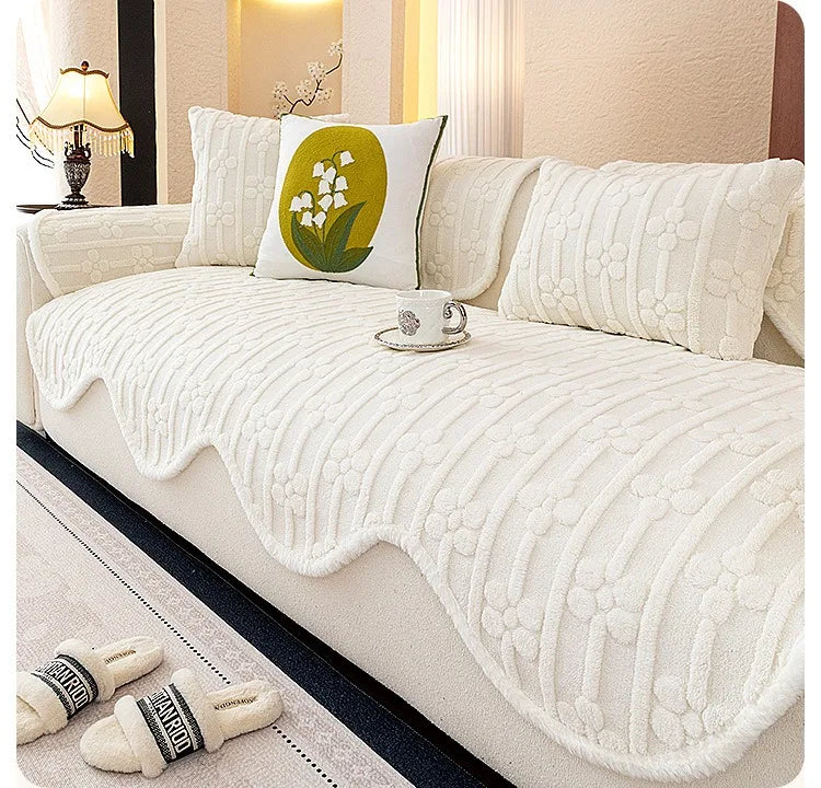 Thicken Plush Sofa Covers Winter Warm Universal Couch Mat Retro Style Anti-slip Sofa Seat Pad Decor for Living Room 방석쿠션