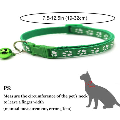 1Pc Colorful Cute Bell Collar Adjustable Buckle Cat Collar Pet Supplies Footprint Personalized Kitten Collar Small Dog Necklace