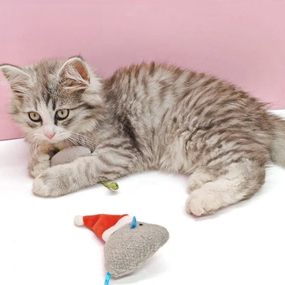 5pcs Mix Pet Toy Catnip Mice Cats Toys Christmas Hat Mouse Cat Chew Toy Fun Plush Mouse Cat Toy For Kitten Pet Supplies