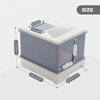 Enclosed Cat Litter Box with Scoop, Large Litter Box for Indoor, Cat Toilet with Lid, Pull-Out Drawer, Top Exit Anti-Tracking