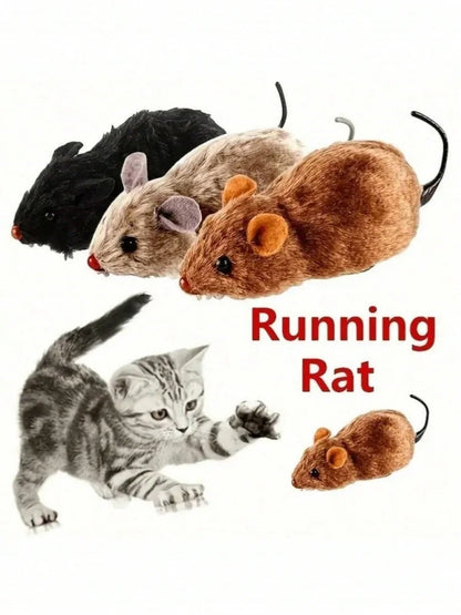 4 Color Cat Toys Wind-up Plush Mouse Toy for Cats and Dogs - Mechanical Movement Cloth Mouse, No Batteries Required