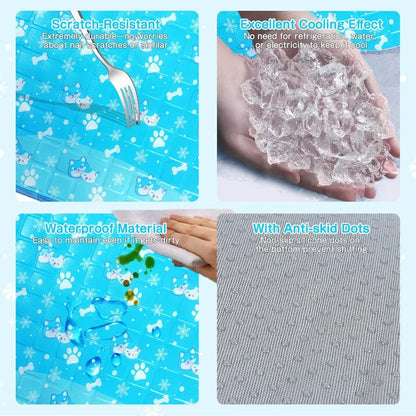 Dog Cooling Mat, Non-Toxic Solid Gel, Self-Cooling Pad, Waterproof, Durable, Indoor/Outdoor Summer Bed