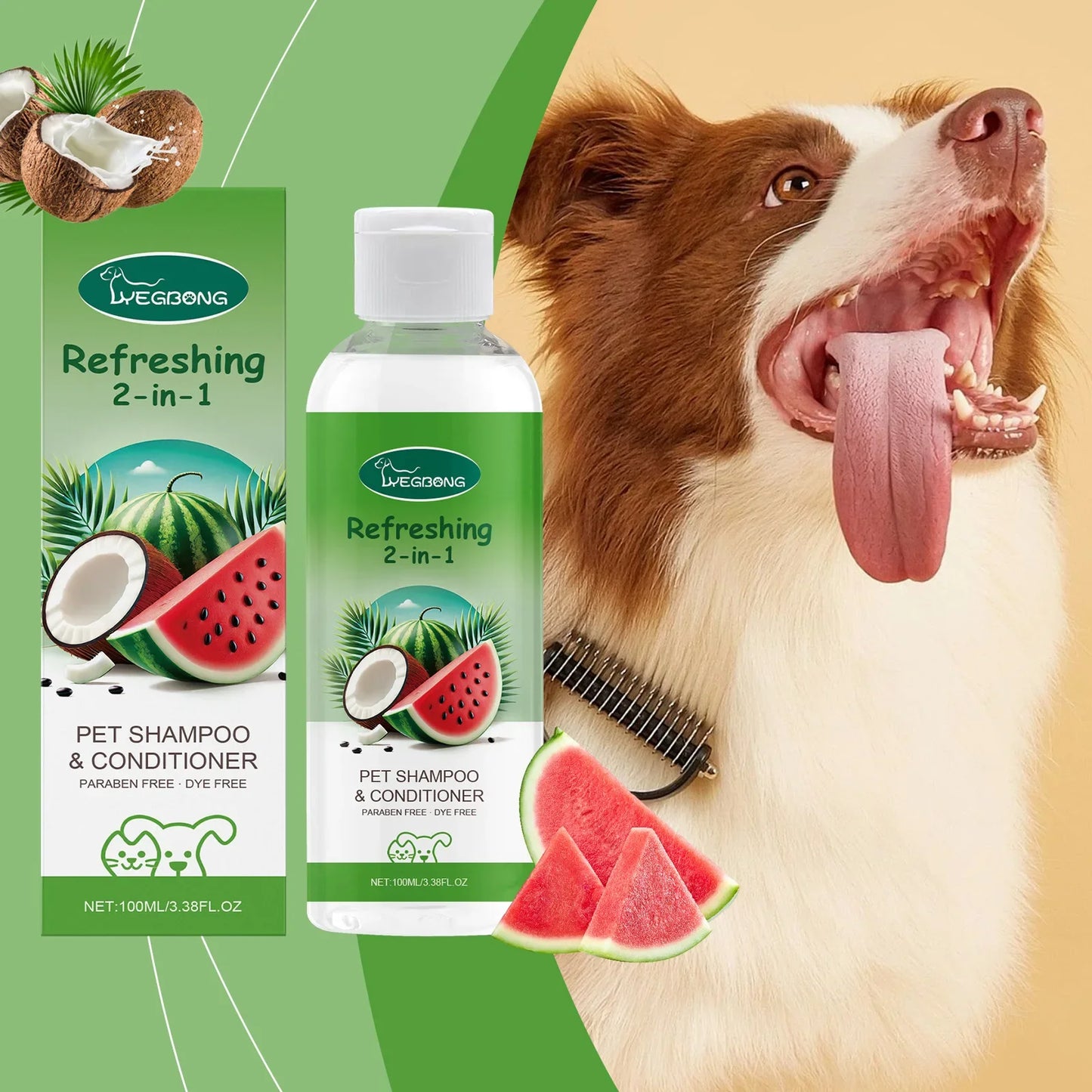 YEGBONG 2-in-1 Pet Shampoo Conditioner for Dog Moisturizing Hypoallergenic Long-Lasting Scent Coat Care Cleansing Bath Liquid