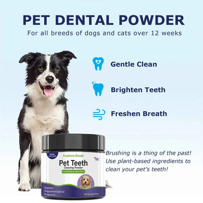 Pet Teeth Cleaning Powder for Dogs - Freshens Breath, Cleans Teeth with Peppermint Oil