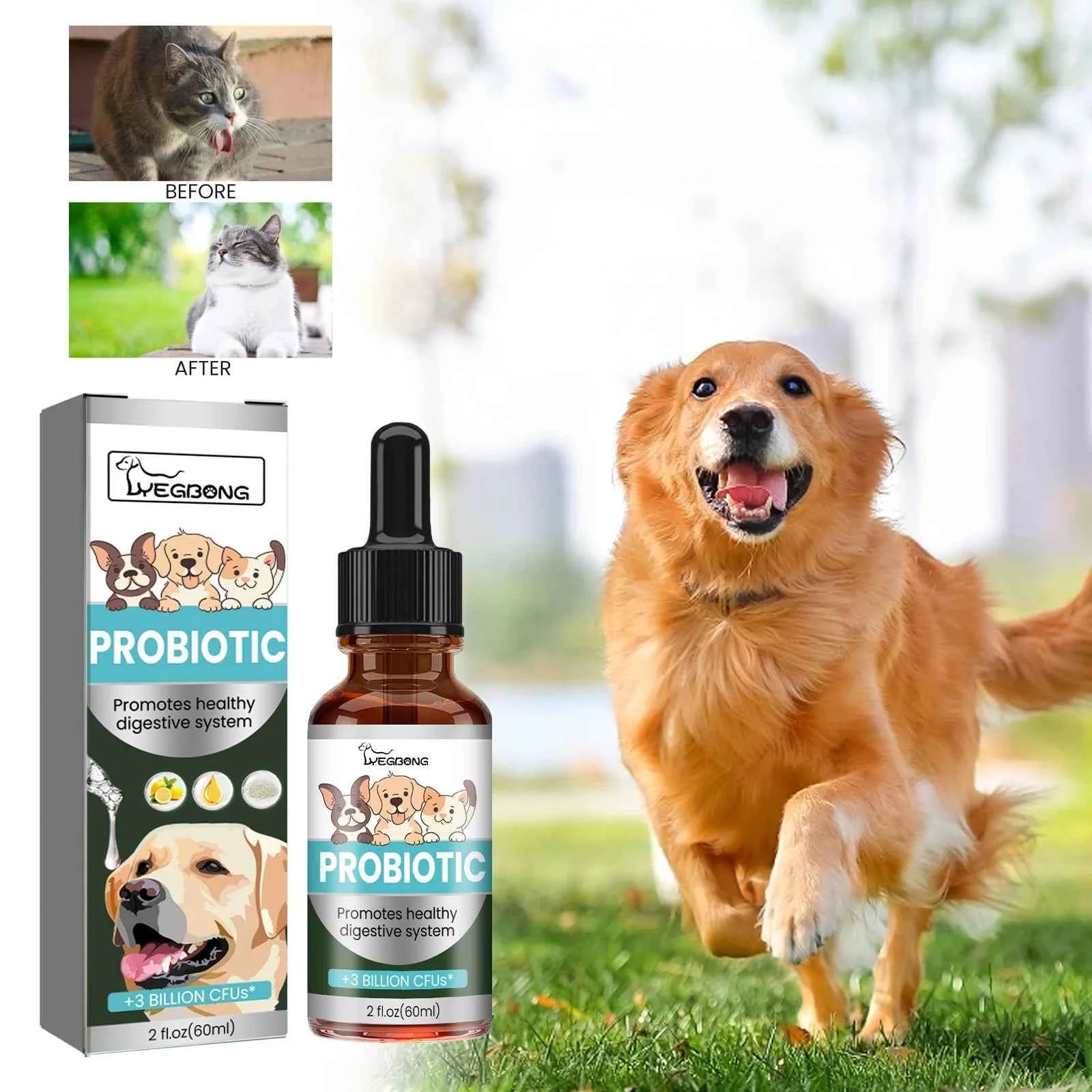 Probiotic Drops to Boost Pet Immunity, Relieve Discomfort in Cats and Dogs, Oral Care for Pets, Bad Breath Solution