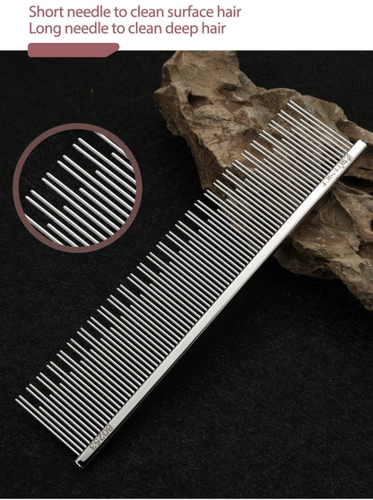 Fenice Professional Anti-Corrosion Grooming Comb For Dogs Cats Tapered Stainless Steel Pins Pet Grooming Supplies