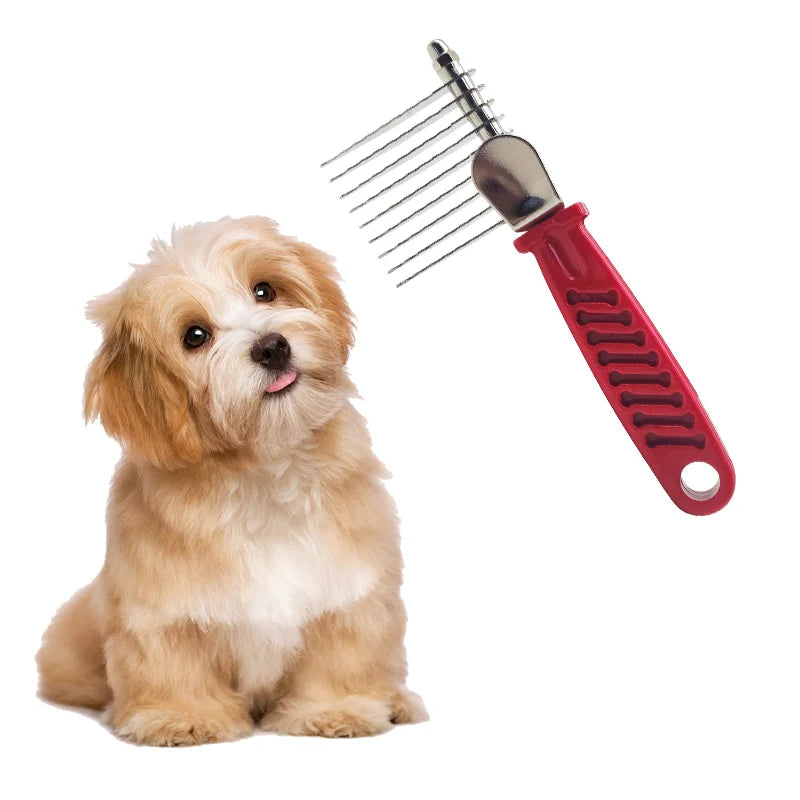 Dog Comb Pet Grooming Tools Dog Rake Comb Trimmer Stainless Steel Cat Dog Comb for Dematting Removing Dead Matted & Knotted Hair