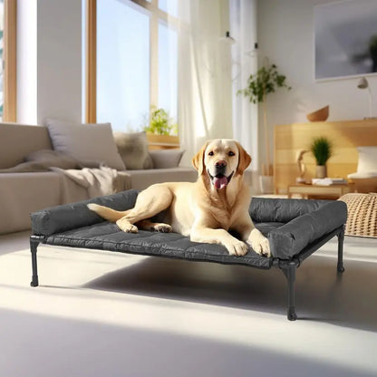 Cooling Elevated Dog Bed Add Removable Waterproof Bolster Cushion Mat, Raised Pet Cot with Breathable Teslin Mesh, NoSlip Feet,