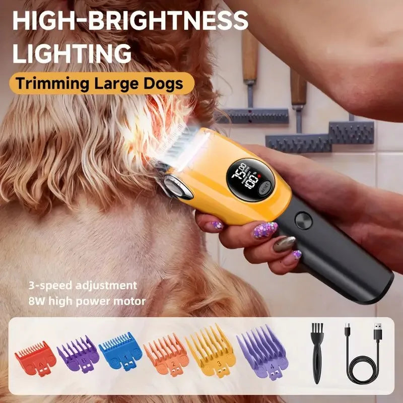 Pet Clipper Professional Dog Hair Trimmer Cat Grooming Shaver 7500/min LED suitable for large, medium, and small pets Trimmers