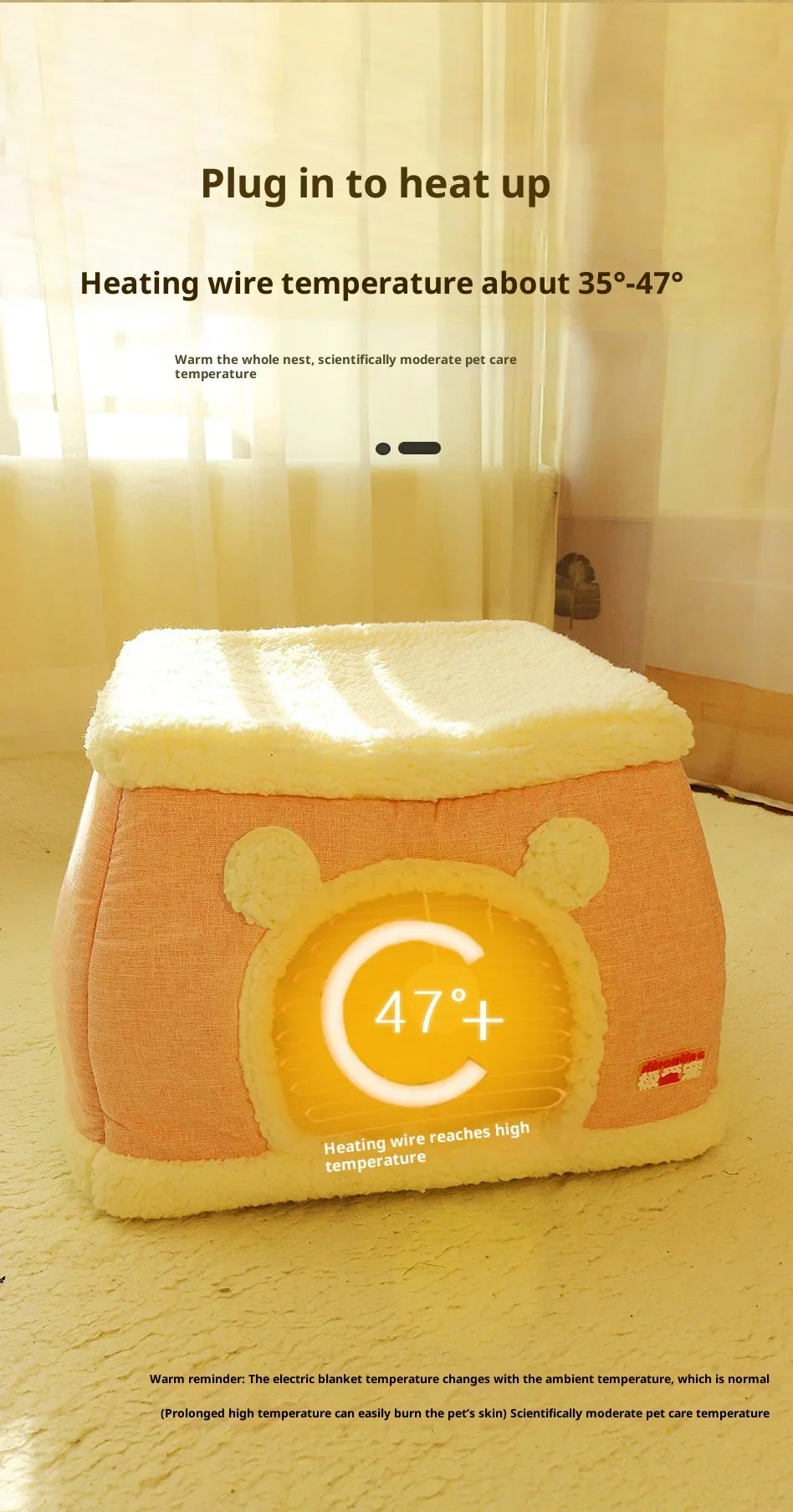 New 360 Degree Fully Enclosed Electric Heating Cat and Dog House Cat Nest Winter Warmth Constant Temperature Cat Beds Blanket