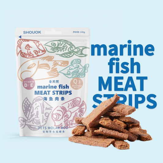 SHOUOK air-dried marine fish meat strips for Dogs with 92%meat content;100%nature;NO antibiotics;No Grains;