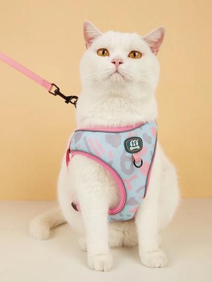 New Arrives Adjustable Soft Mesh With Fashionable Design Pet Harness And Leash Set