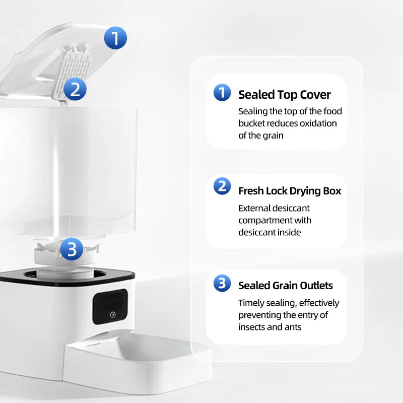 Automatic pet feeder 6L capacity smart timer Tuya control food dispenser with stainless steel bowl dog and cat feeding supplies