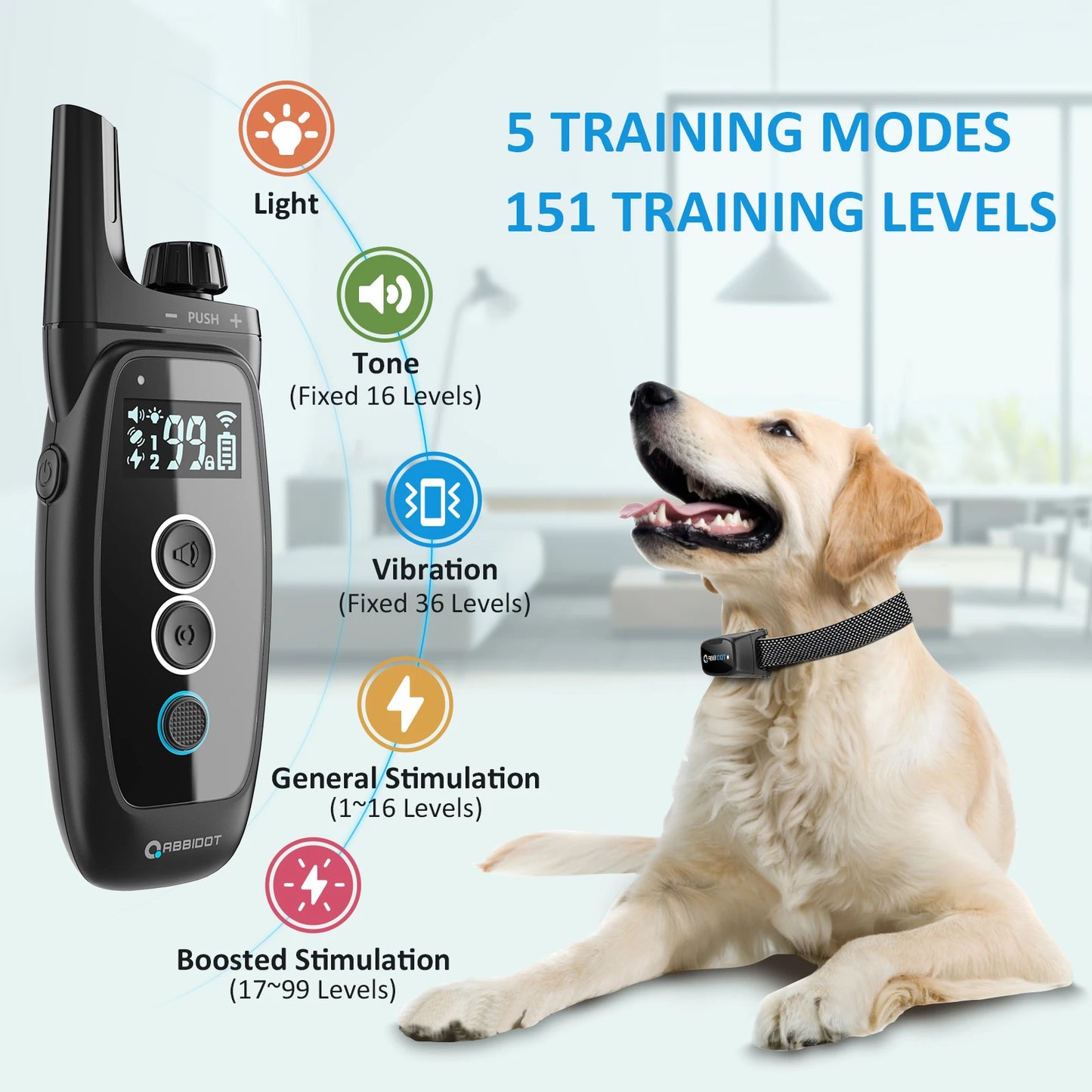 ABBIDOT T50 Dogs Training Electric Shock Collar for Pets 3300ft with LED Light Canine Equipment Supplies Accessories Power Strap
