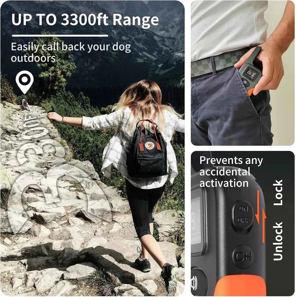 No Shock Dog Training Collar with Remote 3300ft Range,Vibrating Dog Collar Waterproof&Rechargeable Electric Collar for Dogs