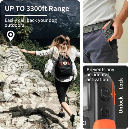 No Shock Dog Training Collar with Remote 3300ft Range,Vibrating Dog Collar Waterproof&Rechargeable Electric Collar for Dogs
