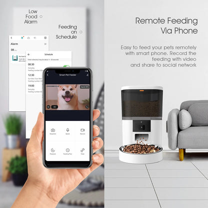 4L With HD Camera Automatic Pet Feeder Cat And Dog Food Automatic Dispenser Suitable For Two Pet Cat And Dog Feeding Remote Feed
