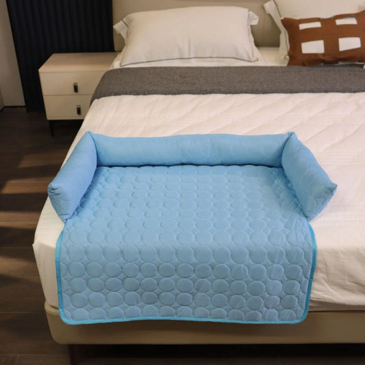 Summer solid color ice silk mat pet pad cold pad cat and dog cooling breathable belt pillow ice pad