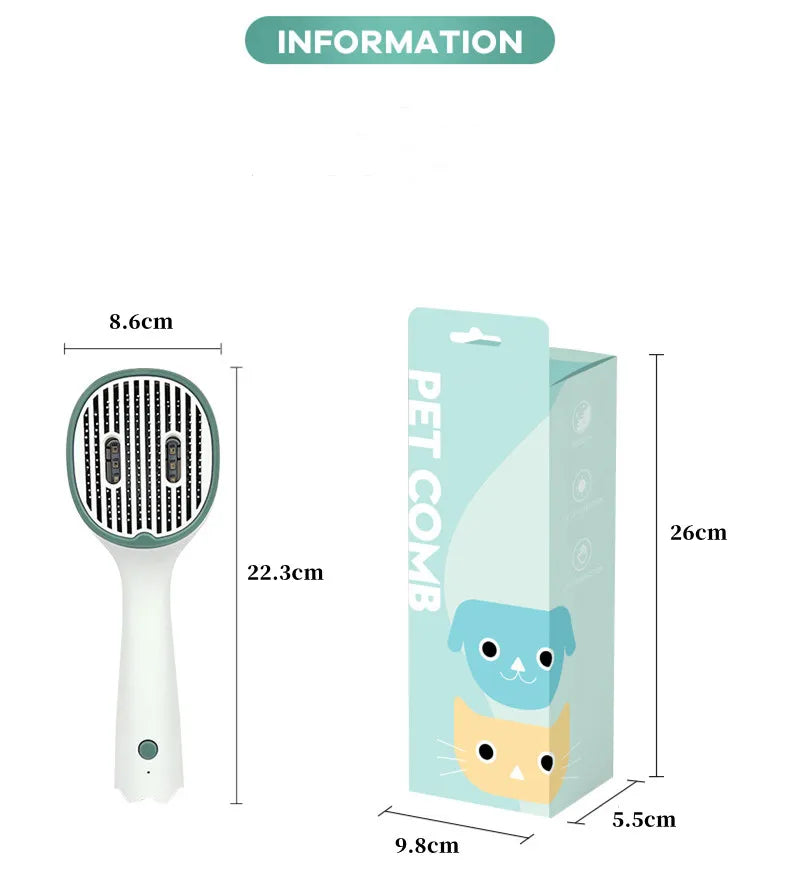 Cat Comb Dog Hair Remover Brush UVC Sterilization Pet Grooming Slicker Needle Comb Removes Tangled Self Cleaning Pet Supplies