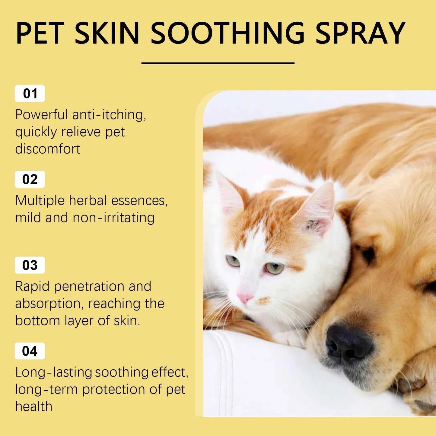 Yegbong Pet Skin Care Spray Gentle Formula Soothing Disconforts Lasting Moisturizing For Dogs Cats Pets Cleaning Products 50ml