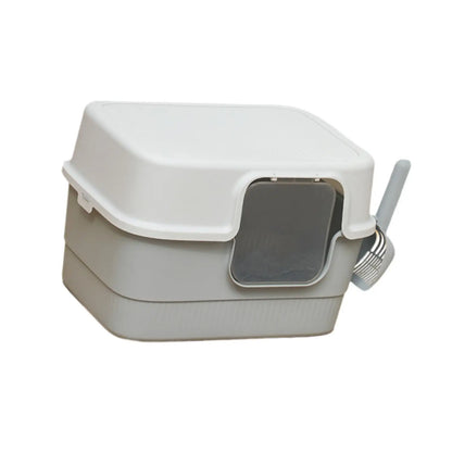 Hooded Cat Litter Box with Lid Removable Pet Accessories Kitty Litter Pan