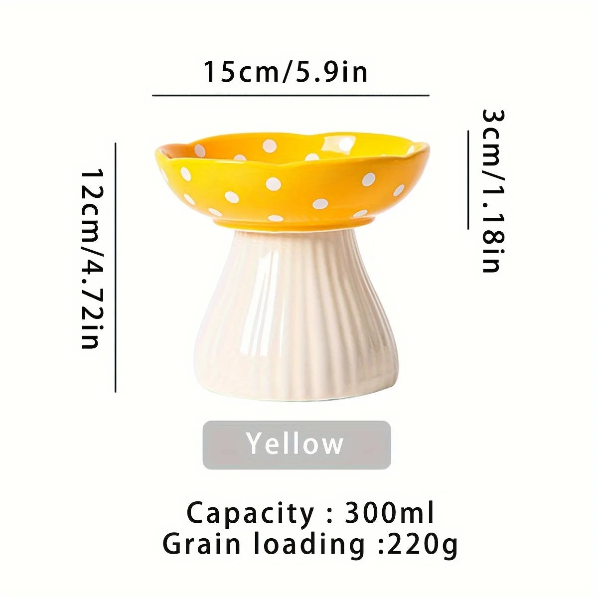 Resin Mushroom Cat Bowl: Tall, 300ml capacity, suitable for cats - ideal for feeding and drinking festivals