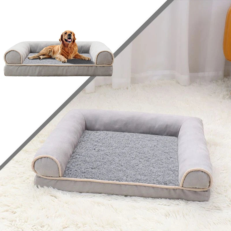 Winter Pet Dog Bed Sofa Deep Sleep Memory Foam Puppy Soft Plush Comfortable Bed Medium Large Square Thickened Warm Mat Kennel